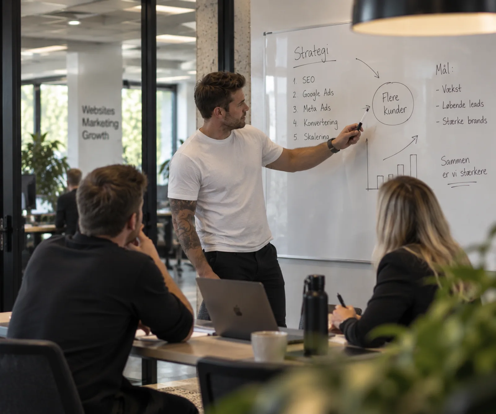 Planlægning af en ny hjemmeside ved whiteboard hos Beeweb